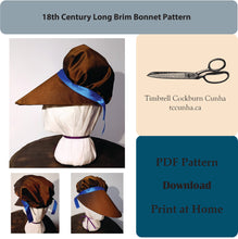 Load image into Gallery viewer, 18th Century Long Brim Bonnet Pattern