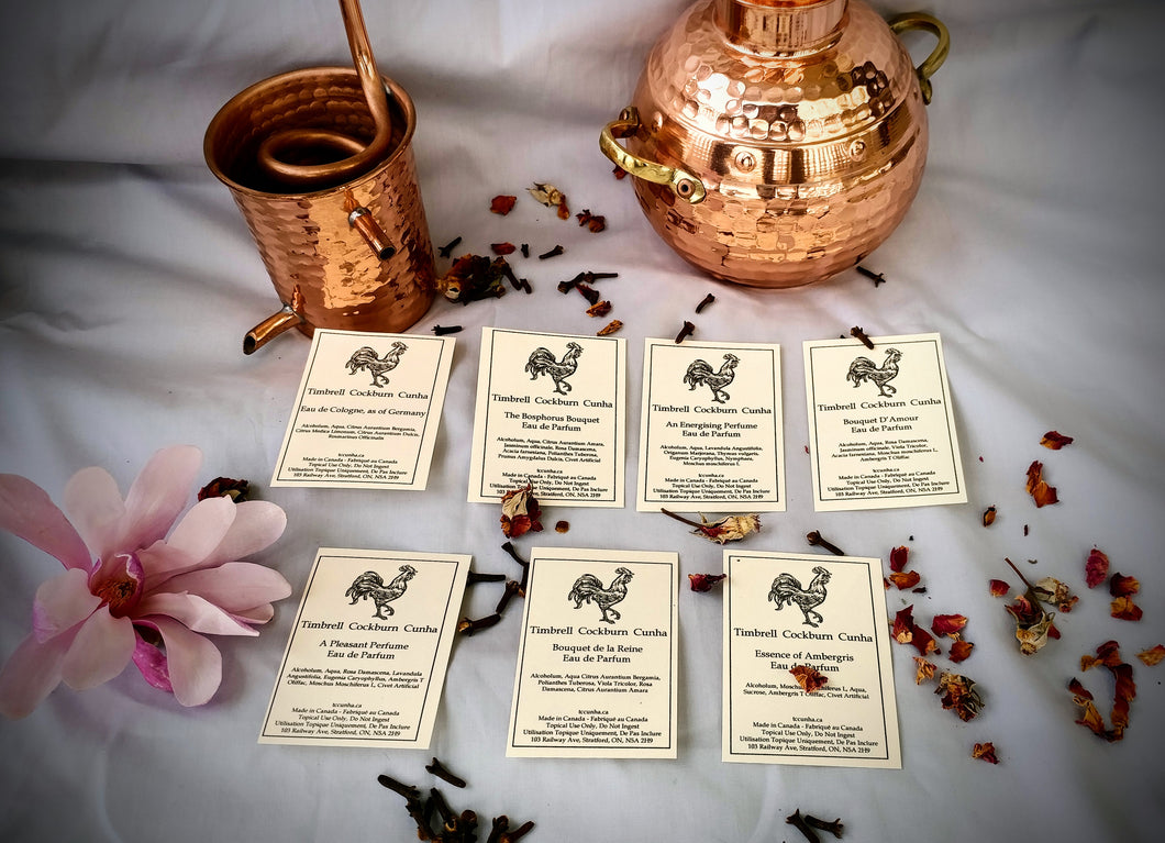 Sample Card Set of 17th, 18th and Early 19th Century Reproduction Perfumes and Colognes